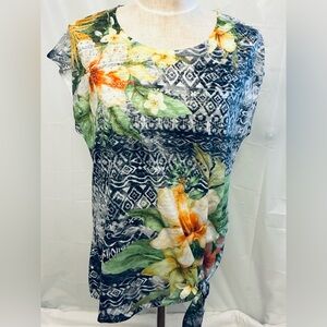 Time &Tru sleeveless floral top/lace, rhinestones/large